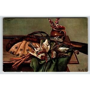 Hunting Season Postcard Muller Wildlife Rifle Birds HKM 345 Germany Unused